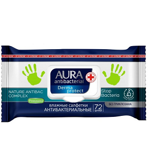 Влажные салфетки Aura Beauty Антибактериальные 72 шт