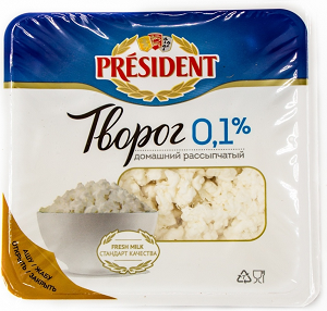 PRESIDENT творог домашний рассыпчатый 0.1% 450 г