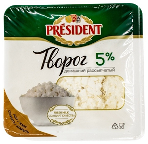 PRESIDENT творог рассыпчатый 5% 450 г