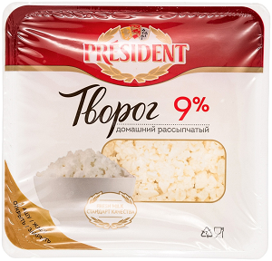 PRESIDENT творог рассыпчатый 9% 450 г