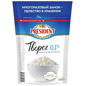 President творог рассыпчатый 0,1% 900 г