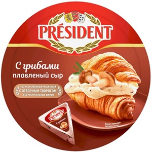 President Сыр c грибами плавленый ассорти 45% 140 г