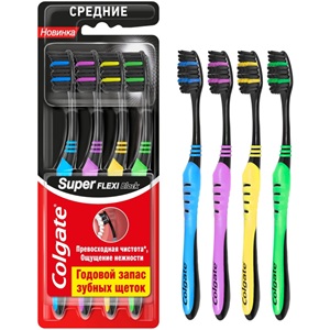 Зубная щетка Colgate Super Flexi средняя 4 шт