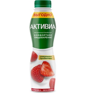 Йогурт Активиа Комфортное пищеварение земляника, клубника 2.1% 650 г