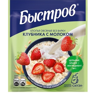 Быстров каша овсяная клубника с молоком 40 г