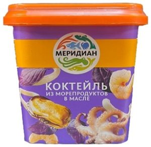 Меридиан коктейль из морепродуктов в масле 270 г