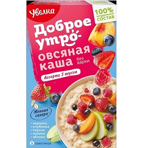 Увелка Ассорти 5 вкусов каша овсяная 40 г 5 пакетиков