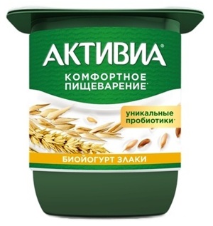 Йогурт Активиа Комфортное пищеварение натуральный, злаки 3% 110 г