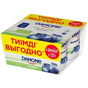 Йогурт Danone живой маракуйя, персик 2.5% 4 шт по 120 г