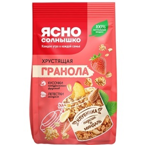 ЯСНО СОЛНЫШКО гранола клубника, персик, миндаль 250 г