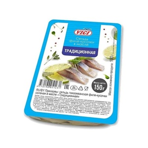 VICI Сельдь филе-кусочки в масле, 150 гр